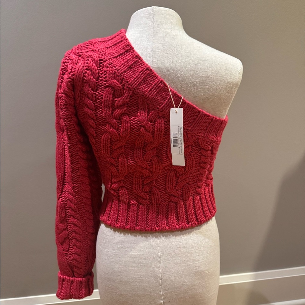 NWT For Love And Lemons hot pink Off-the-Shoulder Sweater - Picture 4 of 8